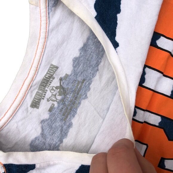 Vintage True Religion Shirt ALL OVER CRUNCH Striped Big Logo XXL White - Picture 6 of 7